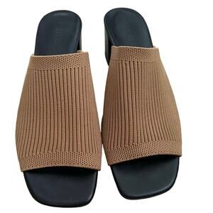 EVERLANE Women’s The Glove Block Heel Mule in Stretchy tan ReKnit-Size 10